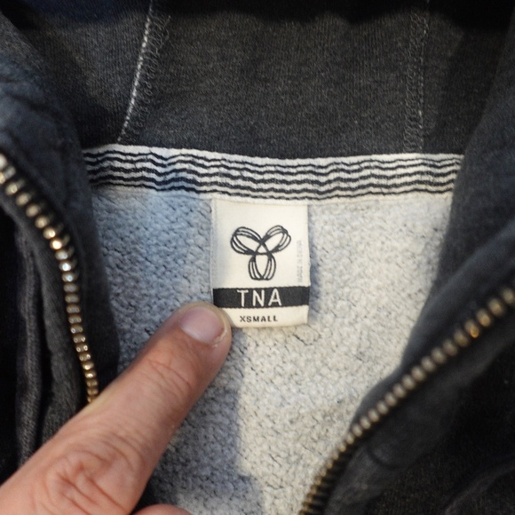 TNA Aritzia Charcoal Grey Zip Up Hoodie XS - Picture 3 of 4